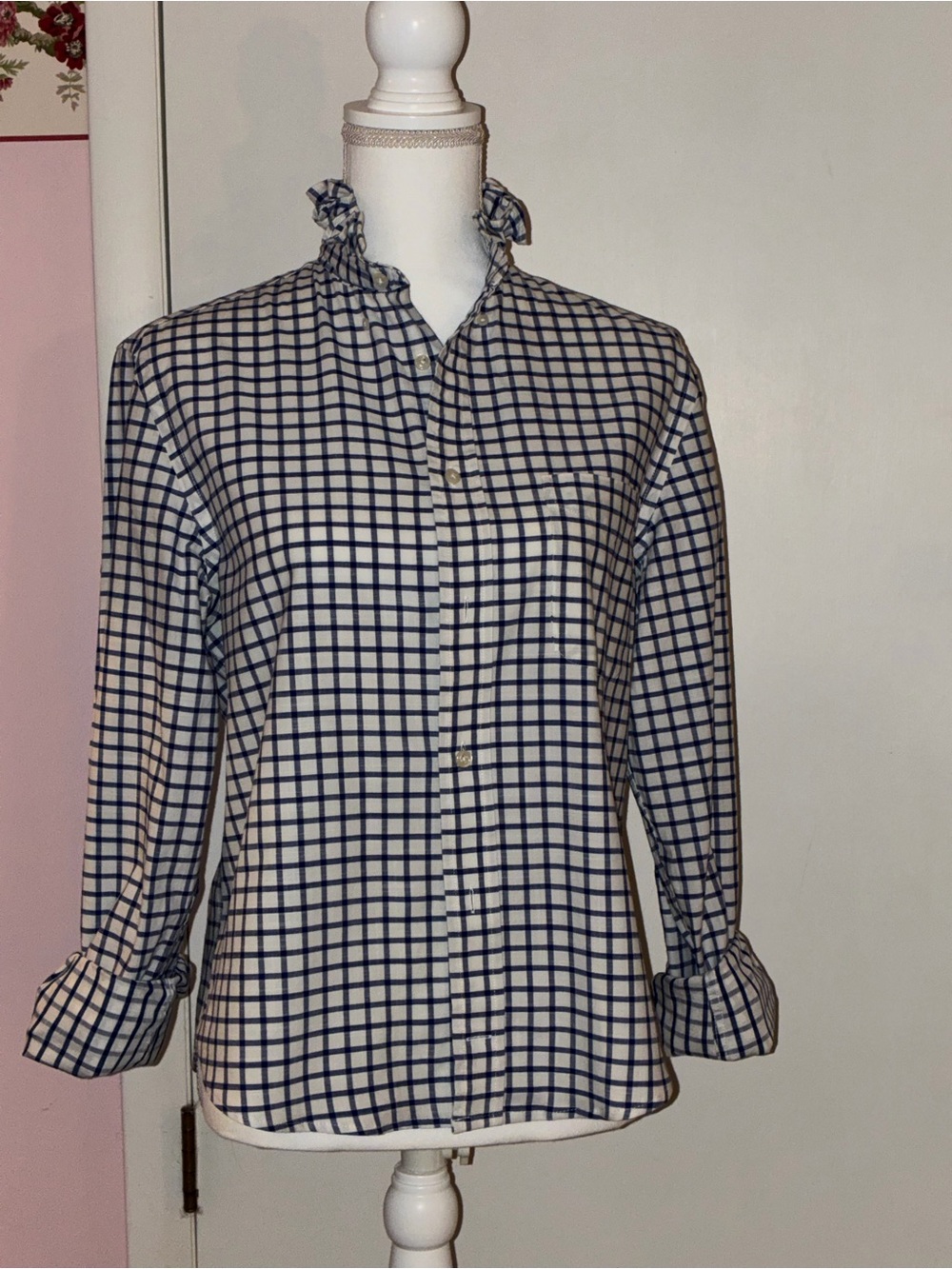 Up cycled Ralph Lauren, Lauren ruffled collar Girly shirt